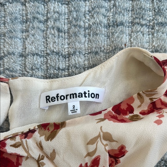 Reformation Red and White Maxi Sundress with Ruffled Tiers - Picture 2 of 4